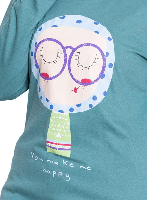 Green Olive Printed Long - Sleeve Design 37 - Khotwh